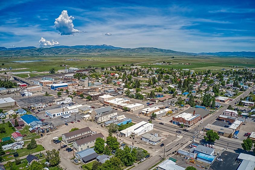 Aerial view of Montpelier, Southern Idaho.