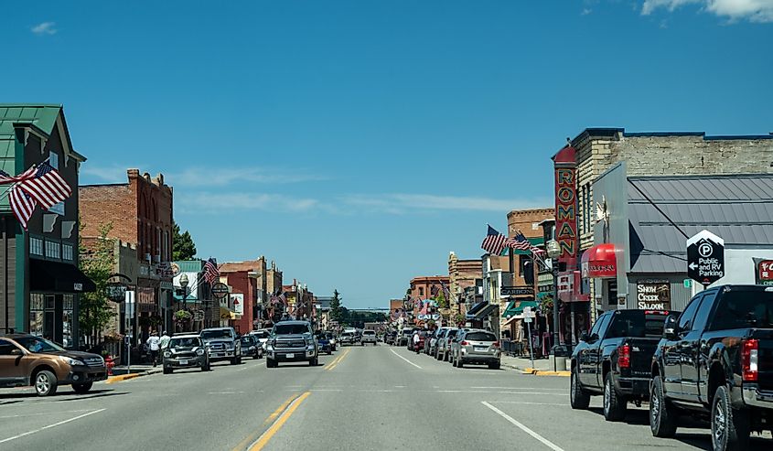 Downtown streets of the small tourist town of Red Lodge, just outside of the Beartooth Highway