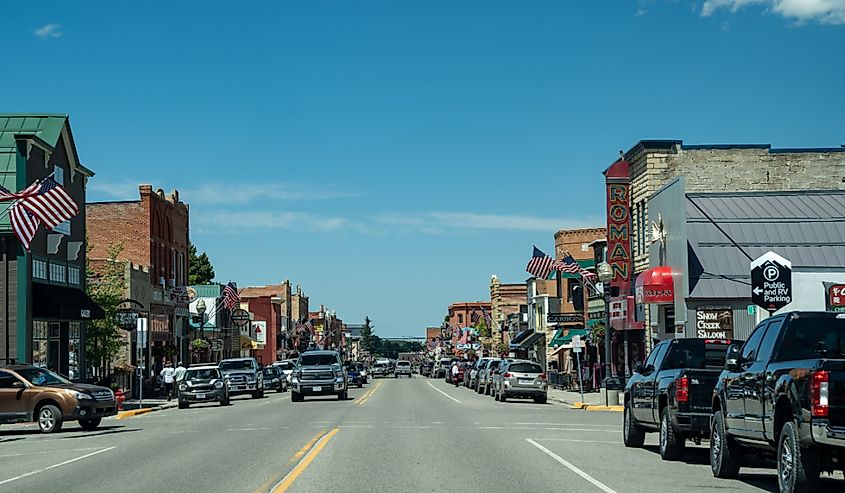 Downtown streets of the small tourist town of Red Lodge.