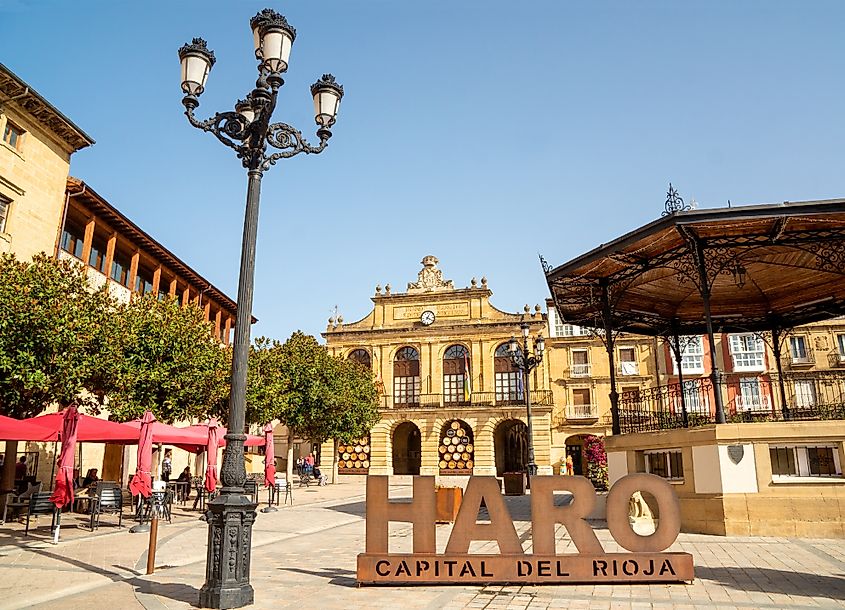 The beautiful Central square of Haro, Spain.