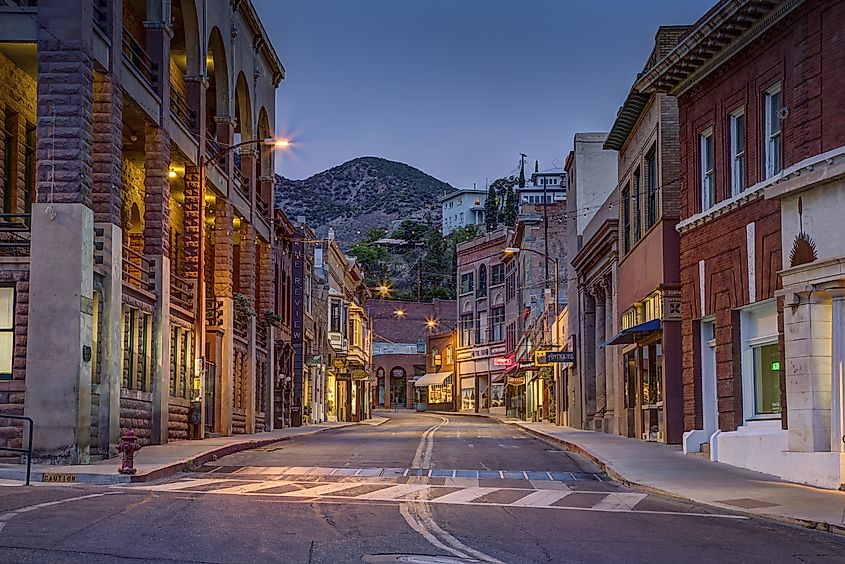 Downtown Historic Bisbee, Arizona - formerly a copper mining town. Editorial credit: Chris Curtis / Shutterstock.com