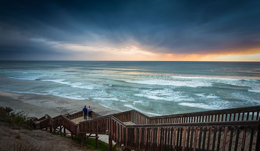 Taking in the beach view at sunset in Encinitas California