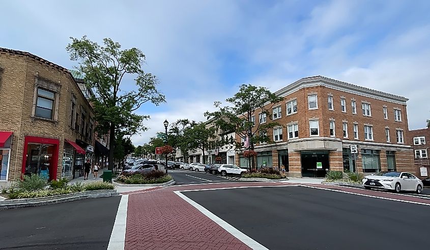 Greenwich Avenue shopping district in downtown Greenwich.