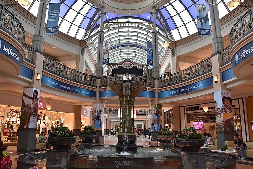 KING OF PRUSSIA, PA - MAY 6: King of Prussia Mall in Pennsylvania, as seen on May 6, 2017. It is the largest shopping mall in the United States of America in terms of leasable retail space.