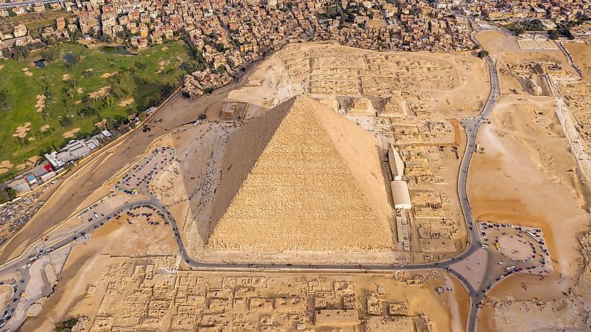 Aerial Landscape view of Pyramid of Khufu, Giza