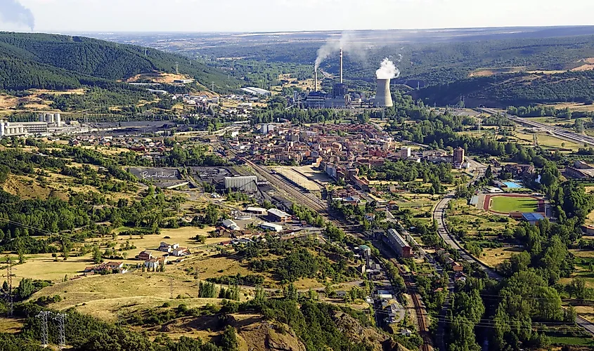 Aerial view of La Robla, León, Spain.