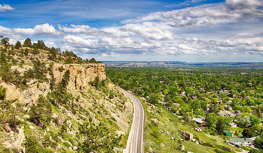 Zimmerman trail as it winds up the rim rocks on the West end of Billings, Montana.