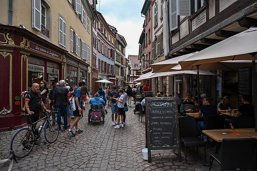 The Rue des Marchands shopping street in the historic old town of Colmar