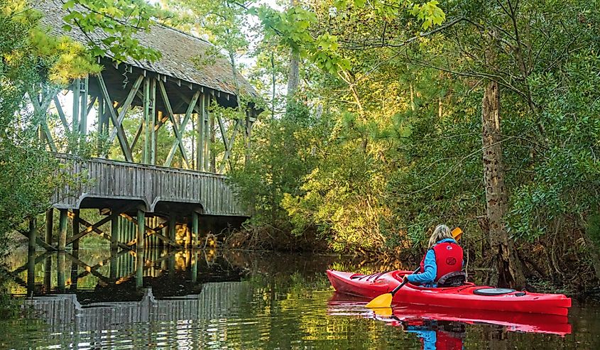 Paddling Adventure Ends at an Old Covered Bridge.