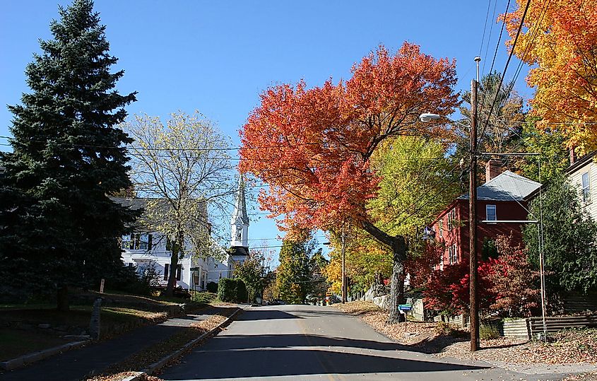 Swamscott Street in Newfields, New Hampshire in the Fall 