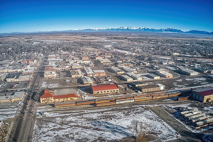 Aerial view of Alamosa in Colorado.