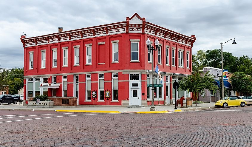 The original Farmers State Bank building in Lindsborg, Kansas. 