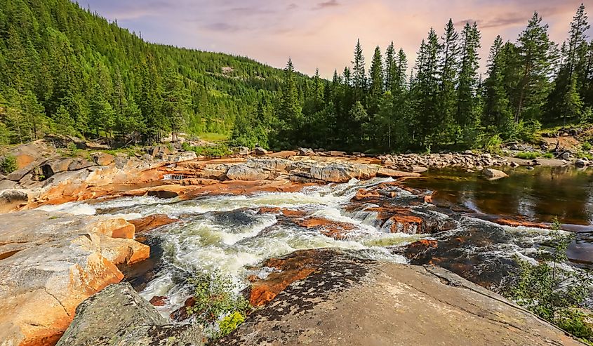 Stream at the river Glomma located in the central part of Norway. 