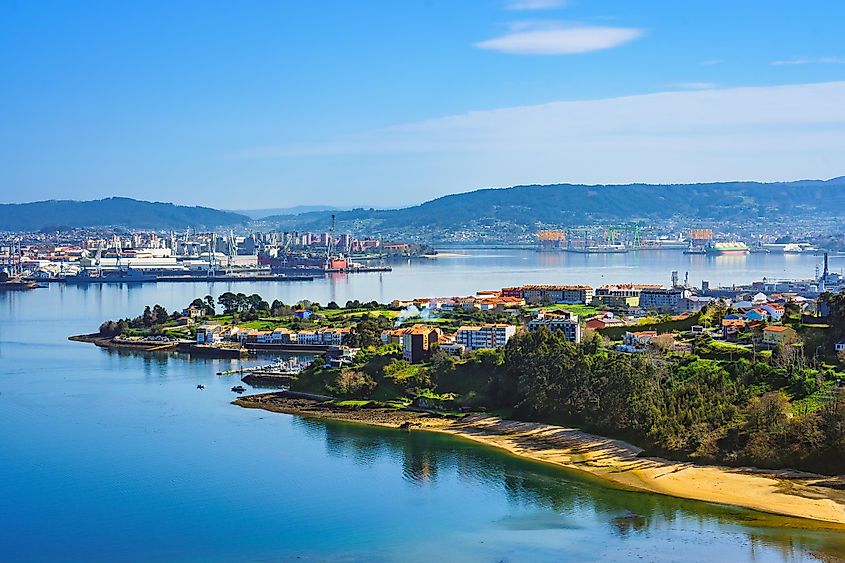 A harbor town in the North of Spain, on a clear day.