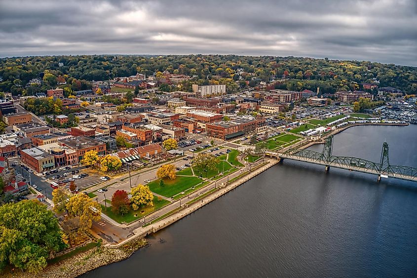 Aerial View of the Twin Cities Suburb of Stillwater, Minnesota