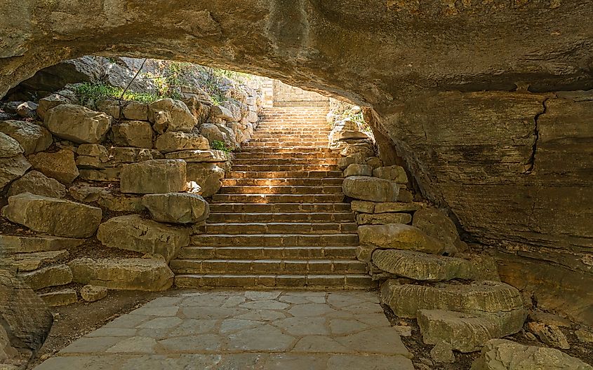 Longhorn Cavern State Park entrance to caverns.