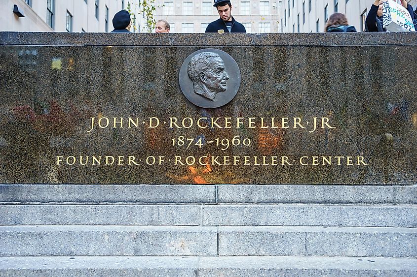 John D. Rockefeller, Jr. memorial plaque at Rockefeller Center 