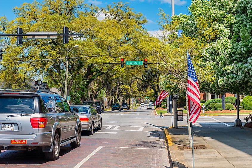 Street in downtown district of Thomasville, Georgia