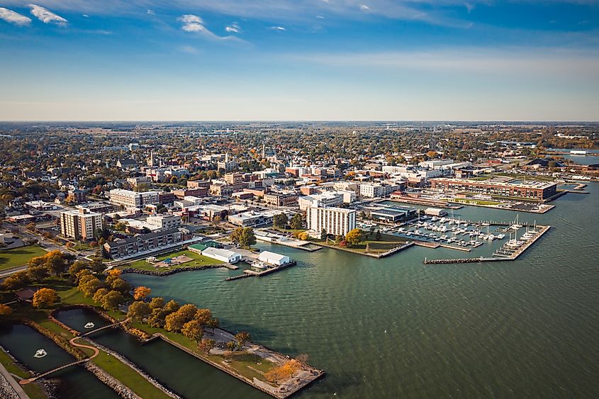View of the harbor along Sandusky, Ohio.