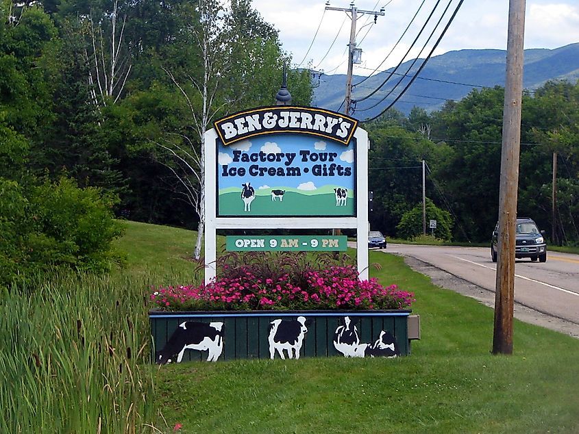 More details A sign leading to Ben & Jerry's Ice Cream factory in Waterbury