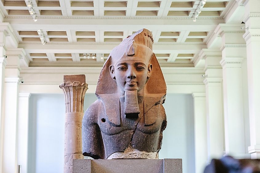 Statue of Ramesses II at the British Museum in London, England.