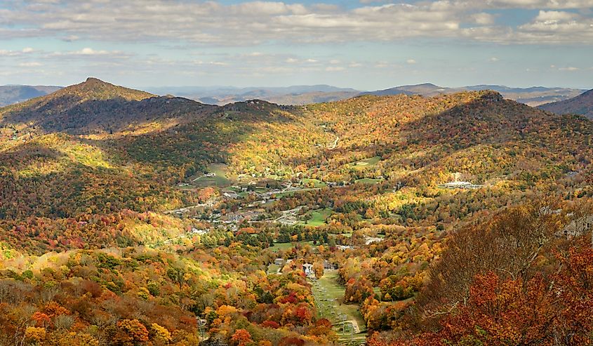 From the top of Sugar Mountain looking at Tyne Castle in Banner Elk North Carolina Blue Ridge Mountains