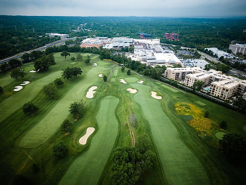 Aerial view of Millburn, New Jersey.