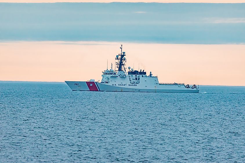 Bering Strait and Bering Sea — United States Coast Guard ship in the vicinity of the Bering Strait. Editorial credit: juan68/Shutterstock.com