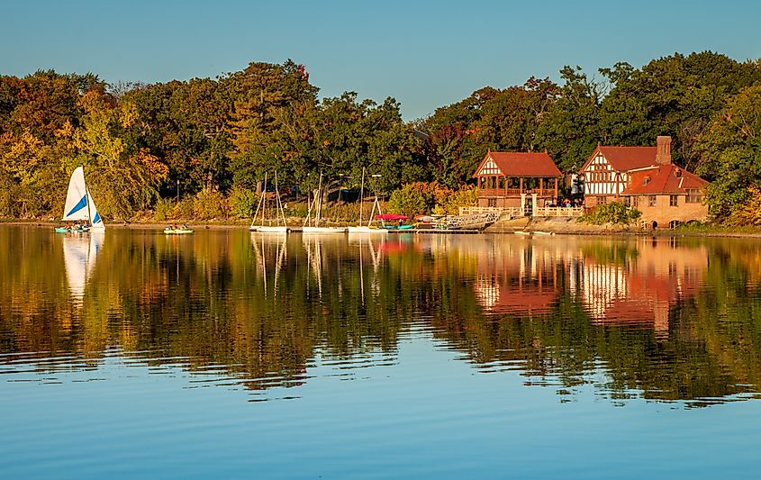 Jamaica Pond in Boston, Massachusetts.