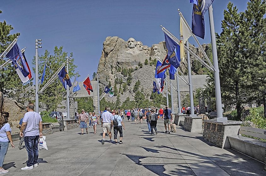 Visitors to Mt Rushmore Memorial