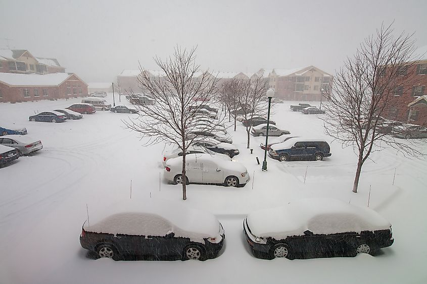 Parking lot covered in snow, Saint cloud, Minnesota