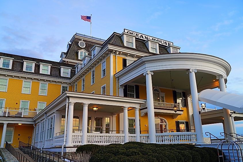  View of the Ocean House, a landmark historic Relais et Chateaux resort hotel in Watch Hill, Westerly, Rhode Island, via EQRoy / Shutterstock.com