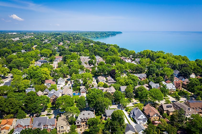 Aerial view of Whitefish Bay, Wisconsin