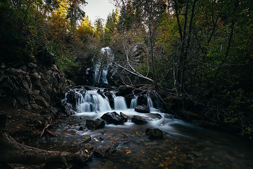 A close view of the Hunter Creek Waterfall