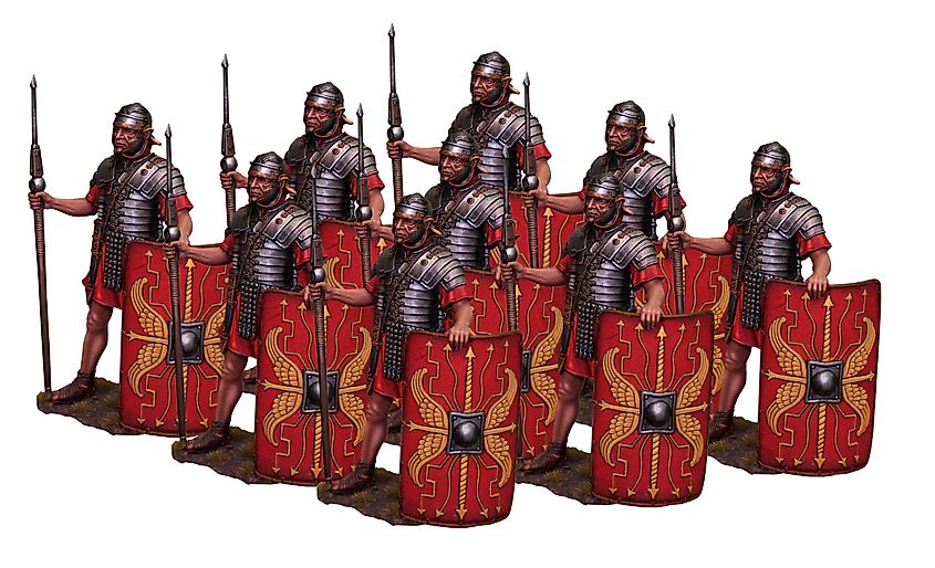 Historical illustration of Roman legionnaires.