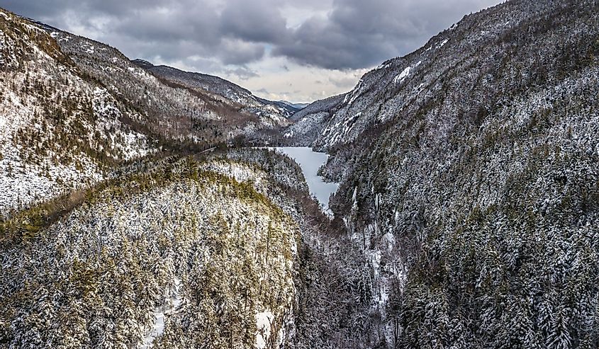 Snowy Adirondack Mountains Aerial Drone Shots