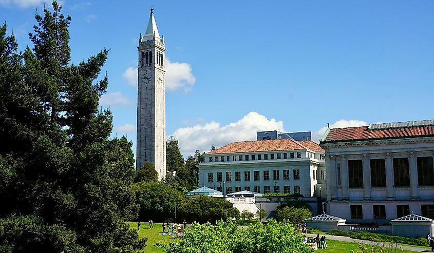 Overlooking the campus grounds of the University of California, Berkeley