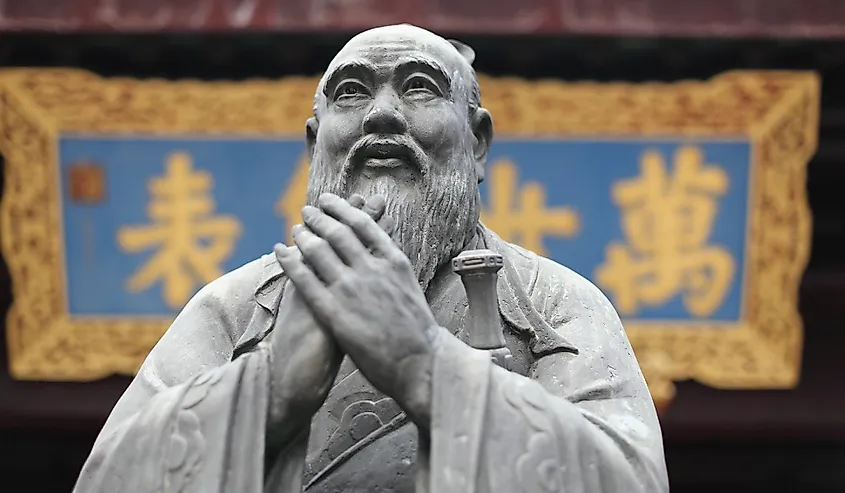 Statue of Confucius at Confucian Temple in Shanghai, China