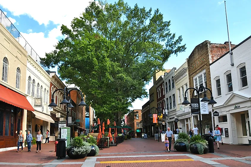 Downtown mall in Charlottesville, Virginia.