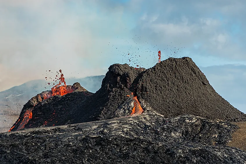 Lava erupting from the Kilauea shield volcano on the Big Island of Hawaii