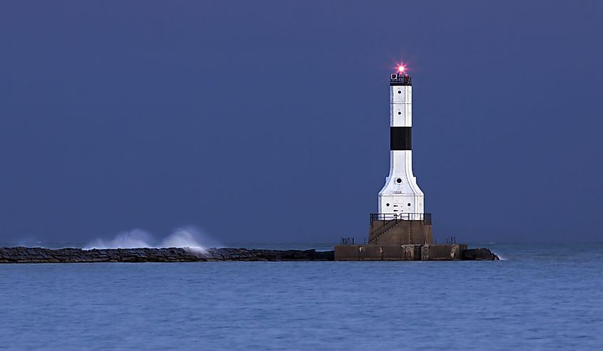 View of Conneaut, Ohio's West Breakwater Lighthouse.