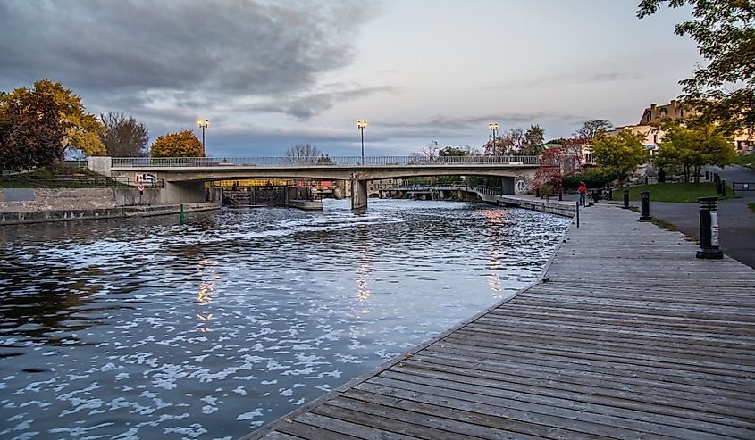 Boardwalk by the water in Lindsay Ontario Canada.
