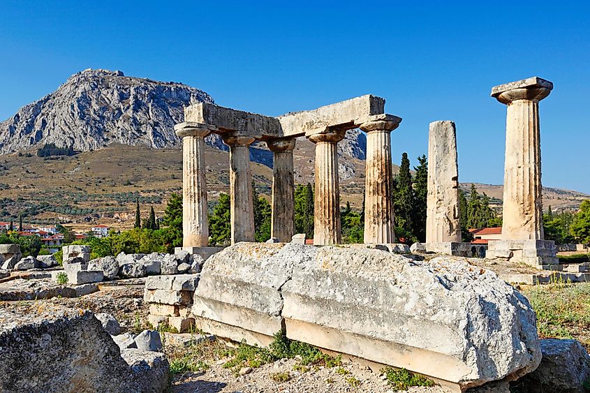 The Temple of Apollo (6th c. B.C.) in Ancient Corinth, Greece