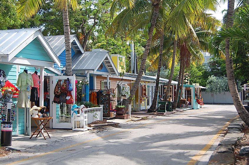 Street with local shops in Key West, Florida