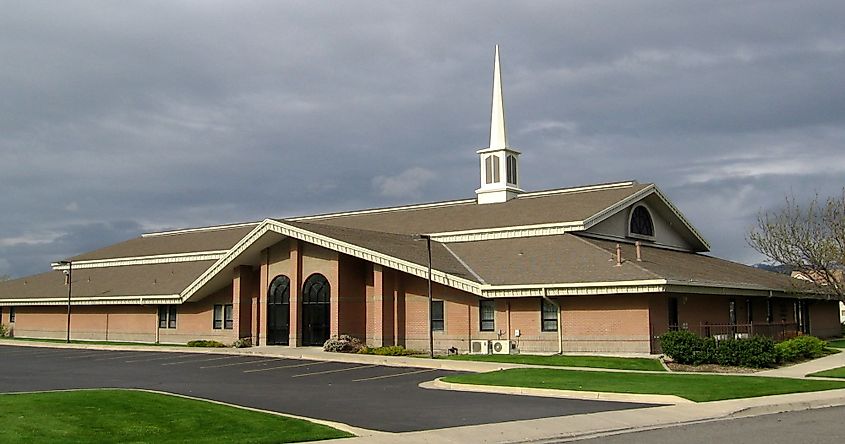 A stake center of The Church of Jesus Christ of Latter-day Saints in West Valley City, Utah. Image Credit: Leon7, via Wikimedia Commons