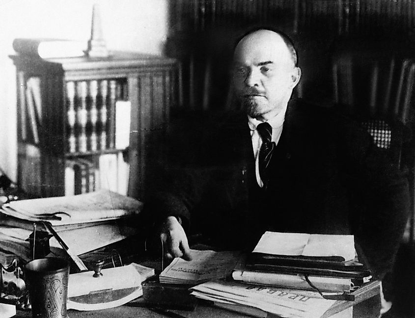 Vladimir Lenin, at his desk between 1920 to 1922.