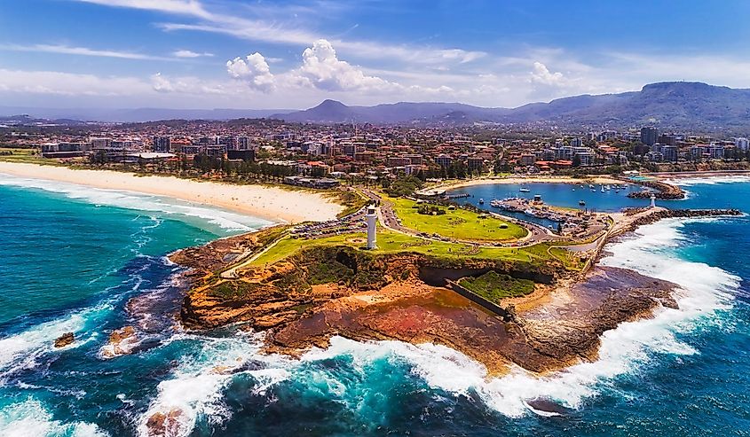 Headland of Wollongong city on Pacific coast of Australia.