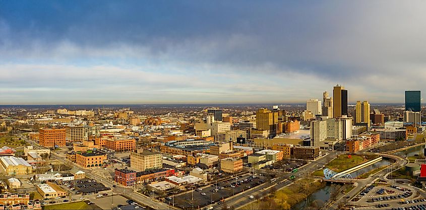 Aerial panorama Downtown Toldeo Ohio USA.