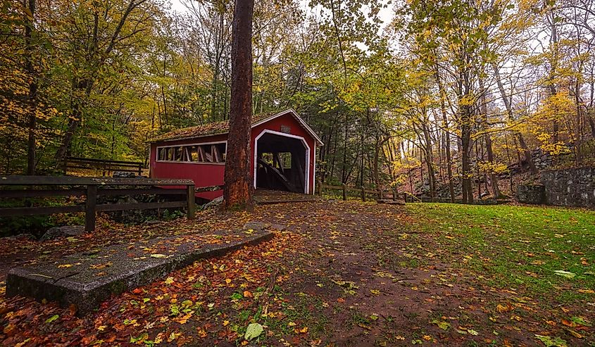 Autumn at Southford Falls State Park in Southbury, Connecticut, USA