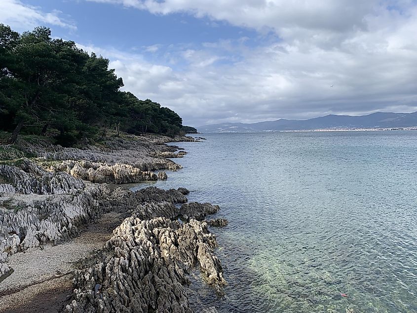 A pretty but rocky shore along the Adriatic Coast